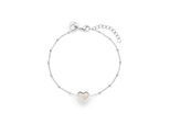 Armband S.OLIVER "Pearl Heart, Herz", edelstahlfarben, natur, Armbänder, Damen, 21cm, Edelstahl Perlen, Edelstahl, Perlen, Armband, mit Perlmutt (synth.)