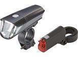Fahrradbeleuchtung PROPHETE "LED-Batterieleuchten Set, 40/15 LUX", schwarz, Fahrradlampen