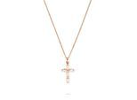Kette mit Anhänger TAMARIS "Cross, Kreuz", roségoldfarben, Halsketten, Damen, Edelstahl, L: 47 B: 0,4mm, B:0,4mm