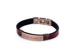 Lederarmband FYNCH-HATTON "Schmuck Geschenk Armband To live is to explore", schwarz (kupferfarben, schwarz, braun), Armbänder, Herren, 19cm, Edelstahl Leder, Edelstahl, Leder, Lederarmband