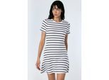 Gestreepte Mini T-Shirt Jurk met Ronde Hals