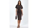Crew Neck Mini T-shirt Jurk met Drapé