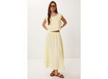 Katoenen Mouwloze Blouse en Wijde Rok Set