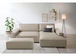 Polsterecke OTTO HOME "SHERWOOD XXL tief, L-Form, Schlaffunktion, Bigsofa, Cord, Leinenoptik", braun (hellbraun), B:284cm H:90cm T:135cm, 100% Polyester, Sofas, Polsterecke, stellbar zum Schlafsofa (Krokodilverbinder), Cord, Leinenoptik