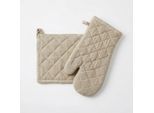 Topfhandschuhe HOME AFFAIRE "Handschuh & Topflappen set beigetön", natur, B:20cm L:20cm, Baumwolle, Topflappen, Topfhandschuhe