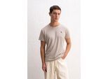 Gestreiftes Rundhals-T-Shirt mit Stickerei
