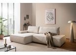 Ecksofa OTTO HOME "SHERWOOD, Schlafsofa in L-Form offen (275cm), Cord, Leinenoptik", beige (hellbeige), B:275cm H:85cm T:167cm, 100% Polyester, Sofas, Ecksofa, Schlaffunktion und Bettkasten, Kedernaht, hoher Sitz- & Liegekomfort