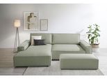 Polsterecke OTTO HOME "SHERWOOD XXL tief, L-Form, Schlaffunktion, Bigsofa, Cord, Leinenoptik", grün (hellgrün), B:284cm H:90cm T:135cm, 100% Polyester, Sofas, Polsterecke, stellbar zum Schlafsofa (Krokodilverbinder), Cord, Leinenoptik