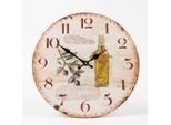 Wanduhr AMBIENTE HAUS "Wanduhr - Istria - 28 cm", beige (natur), B:28cm H:28cm T:5cm, Wanduhren, Wanduhr