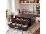 Schubladenbox für Kaffeekapseln MCW-L98, Aufbewahrungsbox mit 2 Schubladen Kapselbox, 14x34x33cm ~ schwarz
