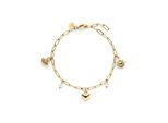 Armband S.OLIVER "Summer Charms, Muschel-Optik, Herz, Sonne", gold (gelbgoldfarben, kristallweiß, weiß, kristallweiß), Armbänder, Damen, 21cm, Edelstahl Perlen, Edelstahl, Perlen, Armband, mit Zirkonia (synth.) - mit Perle (imitiert)