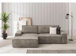 Ecksofa OTTO HOME "SHERWOOD L-Form, 267 cm - OTTO. Verlässliche Qualität.", grau (mittelgrau), B:267cm H:85cm T:167cm, 100% Polyester, Sofas, Ecksofa, Schlaffunktion mit Bettkasten (210x136 cm), Cord, Vintage, Samtvelours, Topseller