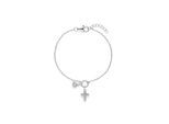 Armband S.OLIVER "Cross, Kreuz-Motiv", silberfarben, kristallweiß, kristallweiß, Armbänder, Mädchen, 16cm, Silber 925 (Sterlingsilber), Armband, mit Zirkonia (synth.)