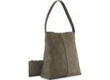 Shopper VIVANCE "Schultertasche, Handtasche, Einkaufstasche, Damentasche", Damen, Gr. B/H/T: 30cm x 35cm x 14cm, grün (oliv), Lederimitat, Strukturmuster, unifarben, Taschen Shopper, mit kleiner herausnehmbarer Innentasche VEGAN