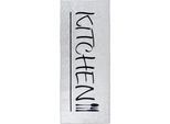 Küchenläufer SEHRAZAT "Caimas 3040", grau, schwarz, B:80cm H:6mm L:200cm, Polyester, Teppiche, Bedruckt, waschbar, rutschhemmend, Kitchen Schriftzug
