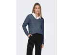 V-Ausschnitt-Pullover ONLY "ONLCAMILLA V-NECK L/S PULLOVER KNT NOOS", Damen, Gr. XS, blau (vintage indigo detail:melange), Strick, Obermaterial: 74% Polyacryl, 24% Polyester, 2% Elasthan, meliert, regular fit normal, V-Ausschnitt, Strickbündchen, Pullover, Materialmix, regular fit