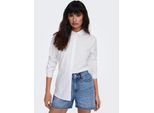 Hemdbluse JDY "JDYMIO L/S SHIRT WVN NOOS", Damen, Gr. 44 (XXL), weiß, Web, Obermaterial: 72% Baumwolle, 24% Polyester, 4% Elasthan, unifarben, regular fit hüftlang, 1-Knopf-Manschette, Blusen Hemdbluse, unifarben oder gestreift