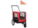 VidaXL 2-in-1 Fahrradanhänger und Buggy für Hunde rot