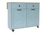 Mid.you Servierwagen , Blau , Holzwerkstoff , 2 Schublade(n) Schubladen , rechteckig , Rollen , 100x85x50 cm , einfacher Aufbau , Esszimmer, Barmöbel, Barwagen