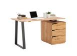 Linea Natura Schreibtisch , Wildeiche , Holz , Wildeiche , massiv , 3 Schublade(n) Schubladen , rechteckig , U-Form , 65x75x140 cm , Büromöbel, Schreibtische, Bürotische