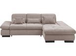 Ecksofa "SO4100 V", grau (taupe), B:284cm H:80cm T:190cm, 100% Polyester, SET ONE BY MUSTERRING, Sofas, Ecksofa, mit verstellbaren Kopfteilen, wahlweise mit Funktionen, Cord-Bezug