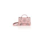 Shiny Crackle Leather Belt Handle Bag Small Hexagon