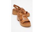 Lucia Leder Schnalle Plateau Sandale