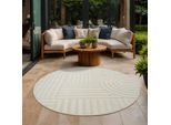 Teppich SANAT "Berlin", beige (creme), H:6mm Ø:120cm, Kunstfaser, Teppiche, Teppich, In -und Outdoor geeignet, Außenbereich,Terasse, Balkon, modern