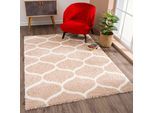 Hochflor-Teppich SANAT "Madrid", beige, B:120cm H:30mm L:170cm, Kunstfaser, Teppiche, Wohnzimmer, Langflor, Shaggy Teppich