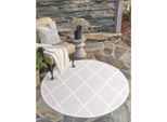 Teppich CARPET CITY "In-& Outdoorteppich Santorini 457, 3D-Effekt, Raute-Look", beige (creme), H:5mm Ø:200cm, Polypropylen, Teppiche, Teppich, Wetterfest & UV-beständig für Terrasse, Balkon, Küche, Flur