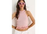 Strukturierte Halterneck-Fitted-Crop-Bluse