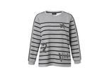 Sweatshirt VIA APPIA DUE "VIA APPIA DUE Sweatshirt", Damen, Gr. 44, grau melange, schwarz, Obermaterial: 48% Viskose CV. 47% Polyester PES. 5% Elasthan EL., regular fit, Rundhals, Sweatshirts Sweatshirt, mit Streifen und Schmuck-Motiven, große Größen