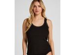 Pyjama HUNKEMÖLLER "Rippjersey-Top mit Spitze", Damen, Gr. XS, schwarz, 45% Baumwolle, 45% Viskose, 10% Elasthan, Homewear-Sets Pyjama