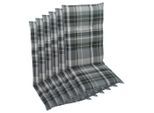 Sesselauflagenset, Grau, Textil, 6-teilig, Karo, Füllung: Schaumstoff, Vlies, 50x6x108 cm, Oeko-Tex® Standard 100, pflegeleicht, hochwertige Qualität, langlebig, für den Außenbereich geeignet, mittels Bändern zu befestigen, Gurtband befestigen, Outdoor-Kissen, Gartenstuhlauflagen, Mittellehner-Auflagen