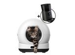 Zedar Selbstreinigende Katzentoilette, 82L Katzenklo Selbstreinigend mit App und Futterautomat Katze - Edelstahl napf - 6 Liter - mit APP Steuerung - K1200 PRO - Zedar A600