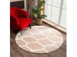 Hochflor-Teppich SANAT "Madrid", beige, H:30mm Ø:80cm, Kunstfaser, Teppiche, Wohnzimmer, Langflor, Shaggy Teppich