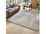 Teppich THEKO "Boston UNI", silber (silberfarben), B:70cm H:13mm L:140cm, Viskose, Teppiche, Teppich, Handwebteppich, meliert, weiche Qualität, 60% Viskose, handgewebt