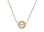 Kette mit Anhänger EMPORIO ARMANI "Schmuck Geschenk Silber 925 KEY BASICS EAGLE CORE", gold (gelbgoldfarben, kristallweiß), Halsketten, Damen, Silber 925 (Sterlingsilber), L: 42 B: 1mm, mit Zirkonia (synth.), B:1mm