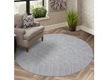 Teppich CARPET CITY "FLAIR138", grau, H:11mm Ø:200cm, Obermaterial: 50% Polyester, 50% Polypropylen, Teppiche, Teppich, Kurzflor-Teppich, Skandi-Stil, Wohnzimmer
