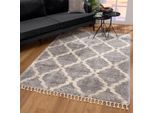 Hochflor-Teppich SANAT "Versay 1550" Gr. 3, grau, B:120cm H:45mm L:170cm, Kunstfaser, Teppiche, Wohnzimmer, Langflor, Shaggy Teppich