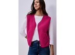 Fellimitatweste STREET ONE, Damen, Gr. 40, magenta dream, Stoff, 100% Polyester, unifarben, normal normal, V-Ausschnitt, Westen, mit V-Ausschnitt