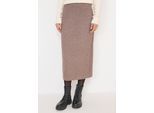 Midirock CECIL, Damen, Gr. XXL (46), chocolate mousse melange, Stoff, 33% Polyester, 31% Polyacryl, 24% Baumwolle, 12% Nylon, unifarben, normal wadenlang, Röcke, mit Schlitz