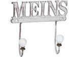 Garderobenhaken AMBIENTE HAUS "Meins Haken aus Gusseisen", weiß, braun, grau, B:16cm H:15cm T:7cm, Gusseisen, Garderobenhalter, Garderobenhaken