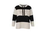 Sweatshirt VIA APPIA DUE "VIA APPIA DUE Sweatshirt", Damen, Gr. 54, schwarz-weiß (schwarz, vanille), Obermaterial: 49% Viskose CV. 43% Polyester PES. 8% Elasthan EL., relaxed fit, ohne Ausschnitt, Sweatshirts Sweatshirt, Große Größen