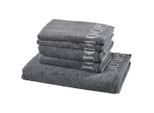 Joop! Frottierset Classic Doubleface, Anthrazit, Grau, Textil, 5-teilig, Uni, Oeko-Tex® Standard 100, saugfähig, Aufhängeschlaufe, strapazierfähig, angenehm weich, hochwertige Qualität, Badtextilien, Handtuch-Sets