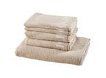 Joop! Frottierset Classic Doubleface, Sand, Beige, Textil, 5-teilig, Uni, Oeko-Tex® Standard 100, saugfähig, Aufhängeschlaufe, strapazierfähig, angenehm weich, hochwertige Qualität, Badtextilien, Handtuch-Sets