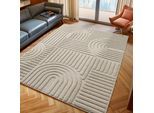 Designteppich AYYILDIZ TEPPICHE "ART 1121 Boho Design", beige, B:160cm H:20mm L:230cm, Polypropylen, Teppiche, auch als Läufer und in rund, 3D Optik, Boho, skandinavisch, Wohnzimmer