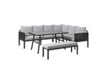 Ambia Garden Dining-Loungeset , Anthrazit, Grauweiss , Metall, Kunststoff, Textil , 4-teilig , Füllung: Kaltschaum,Kaltschaum , 240x185 cm , Gartenmöbel, Gartengarnituren, Gartenmöbel-Sets