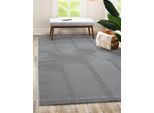 Teppich THE CARPET "Lima", grau, B:200cm H:12mm L:290cm, Polyester, Teppiche, Teppich, Designer Teppich Flor 1 recyceltem Polyester waschbar