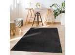 Hochflor-Teppich CARPET CITY "TOPIA 400", grau (anthrazit), B:80cm H:21mm L:150cm, Polyester, Teppiche, Kunstfell-Teppich mit Kaninchenfell-Optik, Haptik, Schlafzimmer